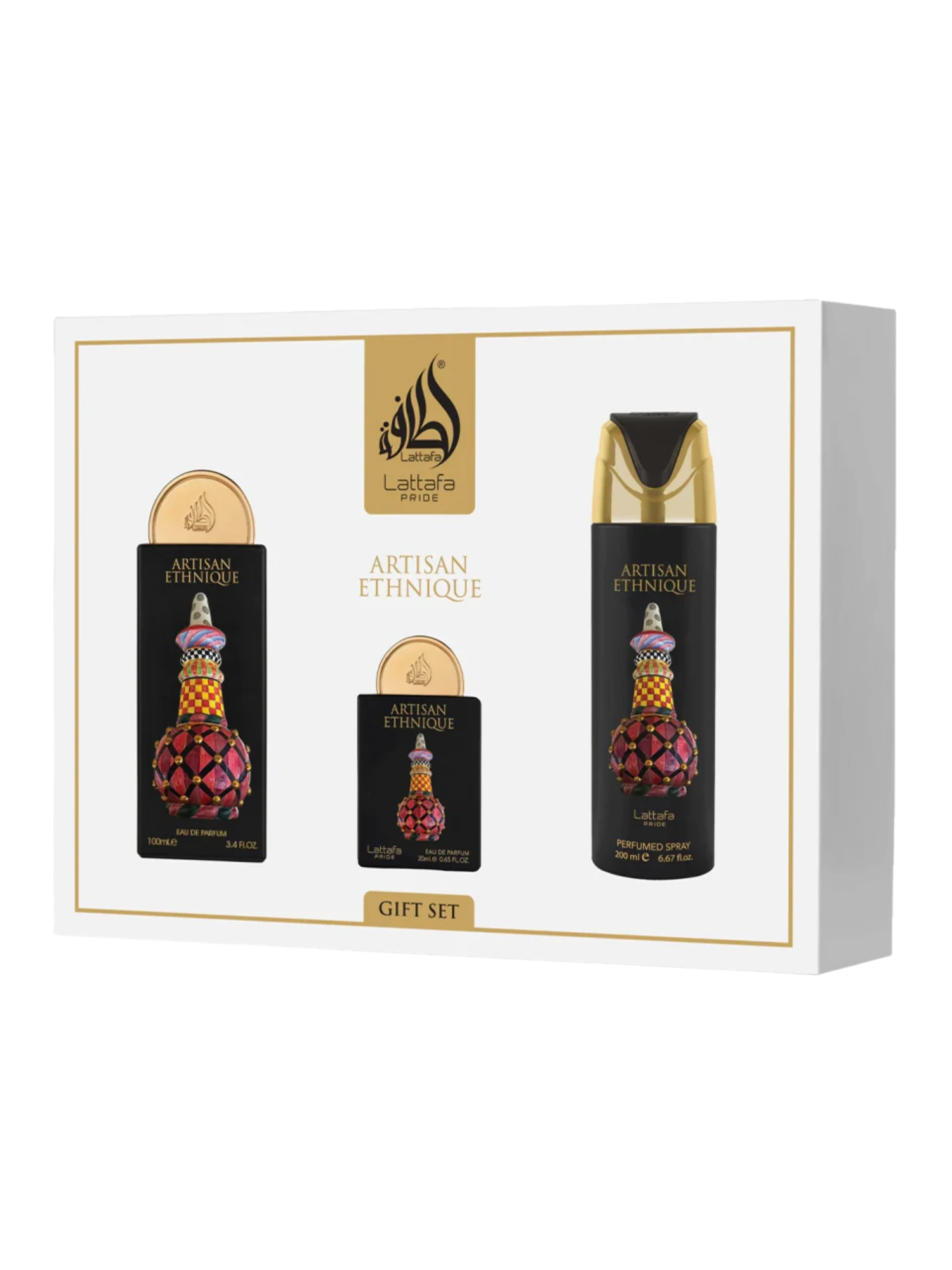 Lattafa Pride Artisan Ethnique Gift Set (EDP 100ml + EDP 20ml + Deo 200ml)