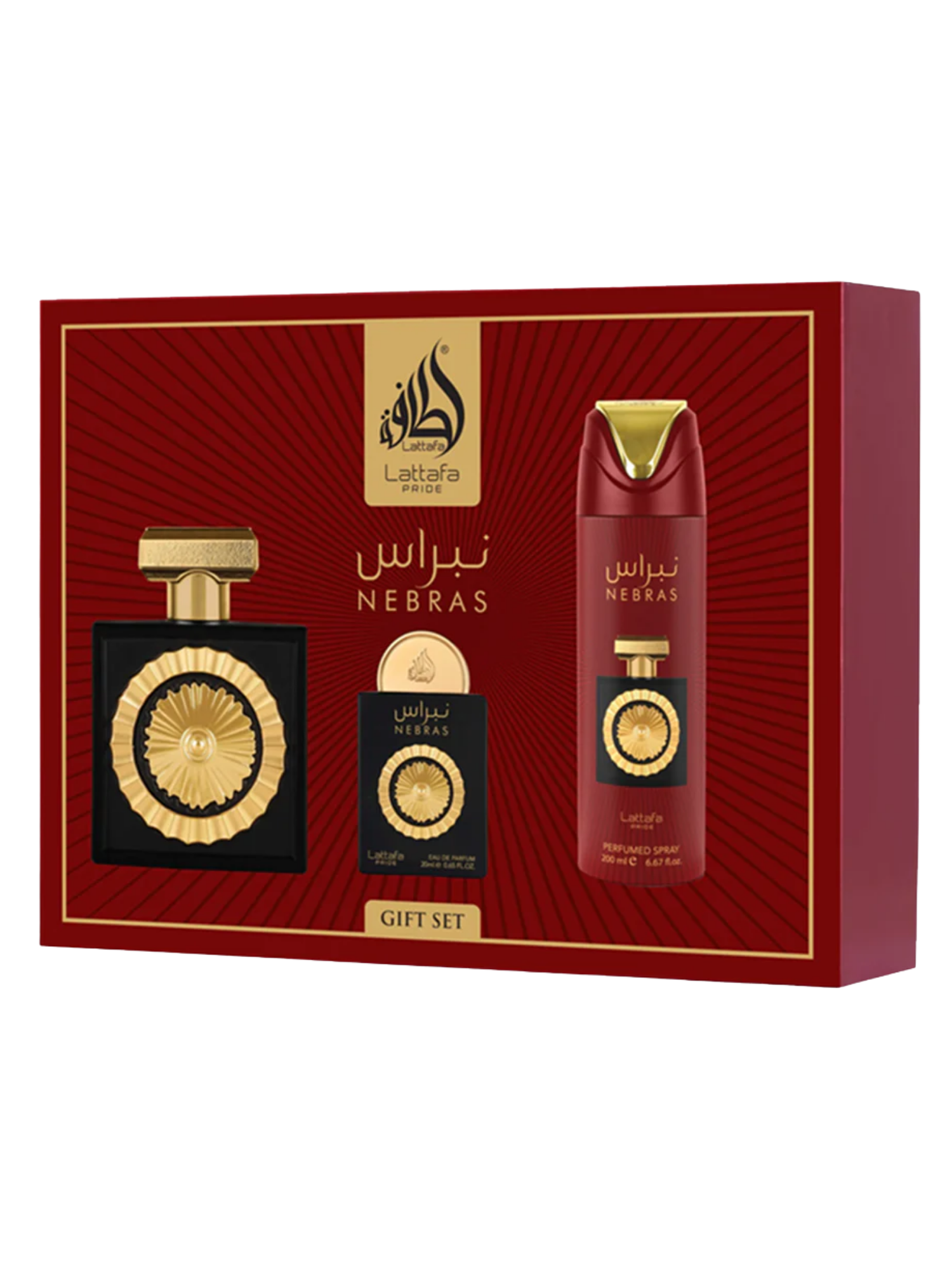 Lattafa Pride Nebras Gift Set (100ml EDP + 20ml EDP + 200ml Deo)