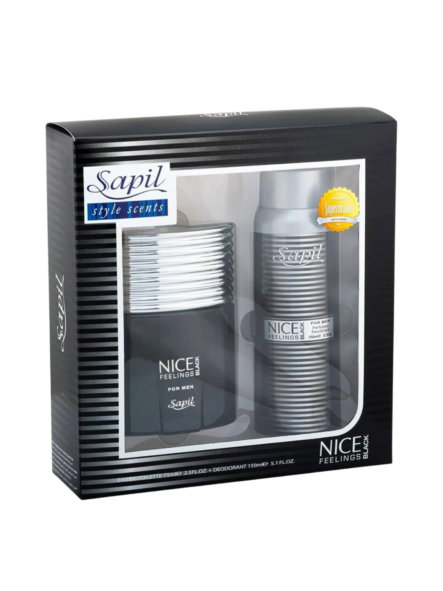 Sapil Nice Feelings Black Gift Set (EDT 100ml + Deodorant 150ml)
