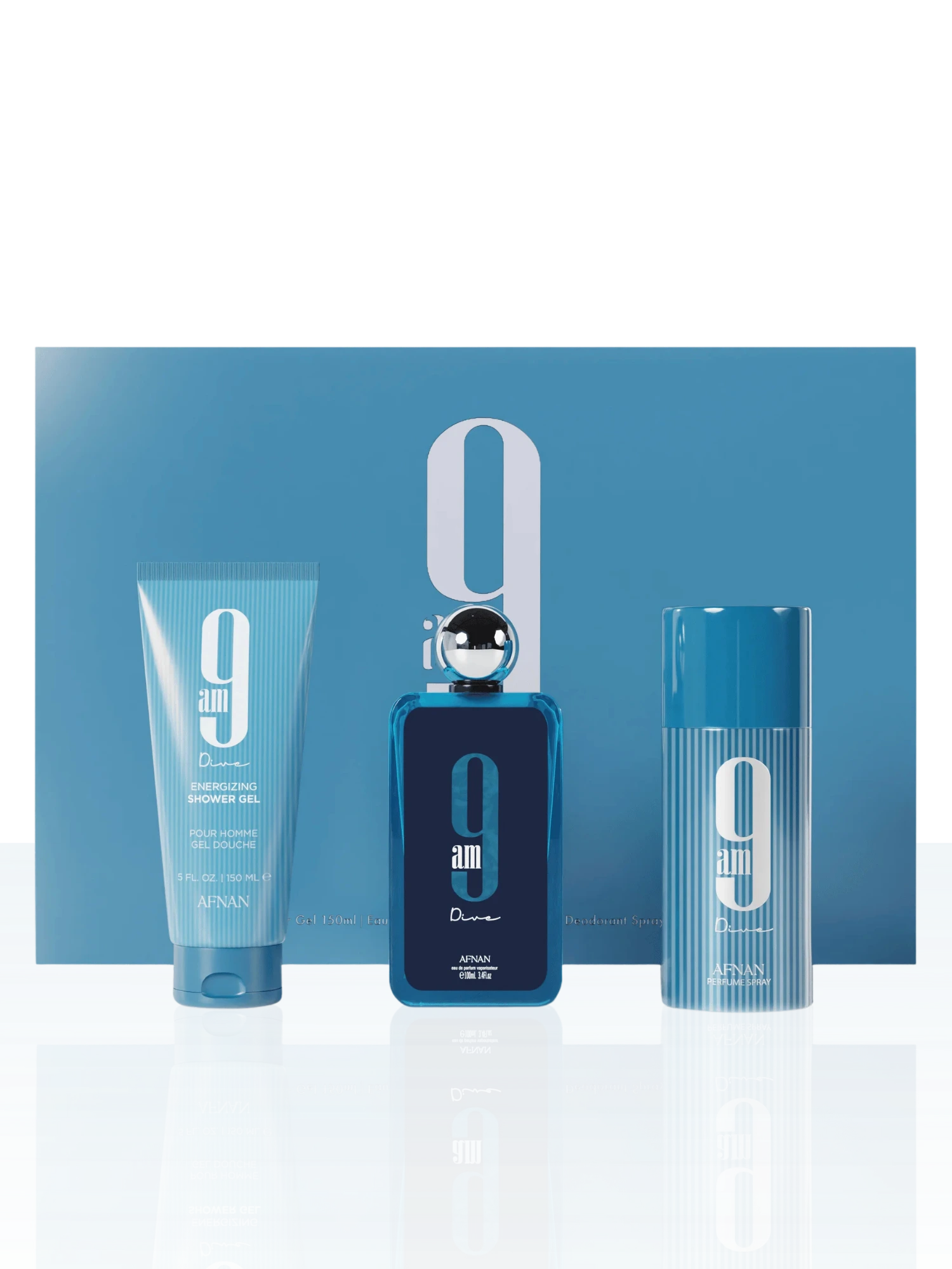 Afnan 9am Dive Gift Set (EDP 100ml + Deodorant 150ml + Shower Gel 150ml)