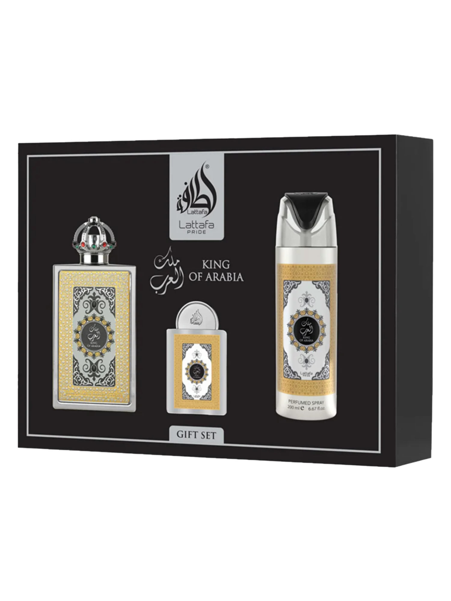 Lattafa Pride King of Arabia Gift Set (100ml EDP + 20ml EDP + 200ml Deo)